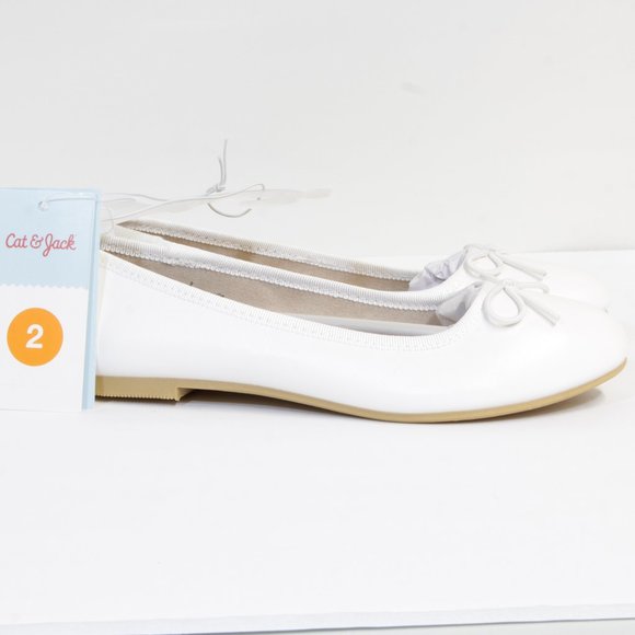 Cat & Jack Shoes Girls Cat Jack Stacy White Slipon Ballet Flats Size 2 Nwt Poshmark
